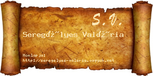 Seregélyes Valéria névjegykártya